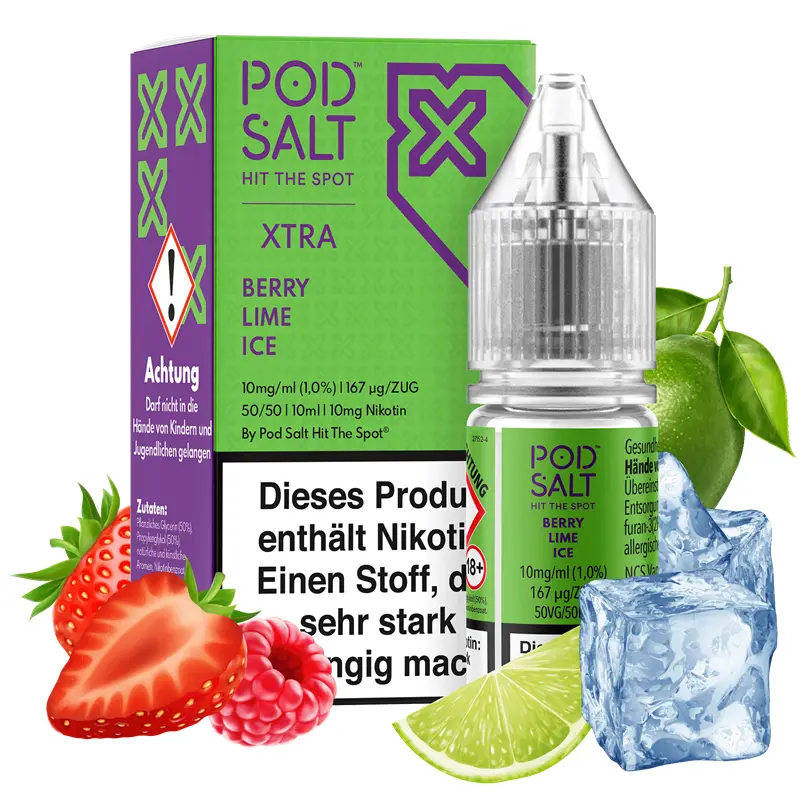 Pod Salt Xtra – Berry Lime Ice – 10 ml Nikotinsalz Liquid – Bild 2