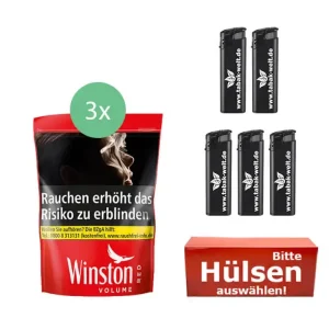 Winston Tabak Red XXXL 3 x Beutel mit wählbaren Filterhülsen