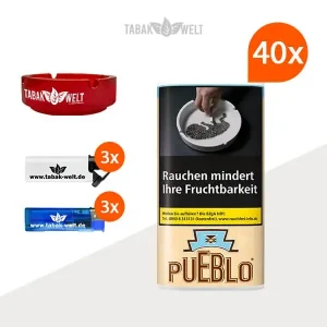 Pueblo Classic Feinschnitttabak 40x Beutel mit Glasaschenbecher