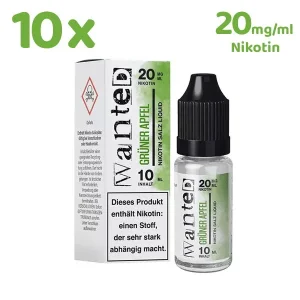 Wanted Overdosed GRÜNER APFEL *20mg/ml* Nikotinsalz 10x 10ml Liquid